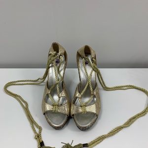 House of Dereon Gold String Sandals